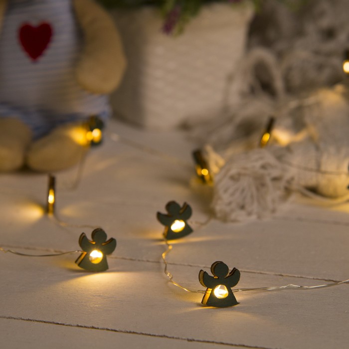 НИТЬ, 2 м, "Роса", с насад, "Ангел синий", LED-20-3V, 2*АА (не в компл), фиксинг, Т/БЕЛЫЙ