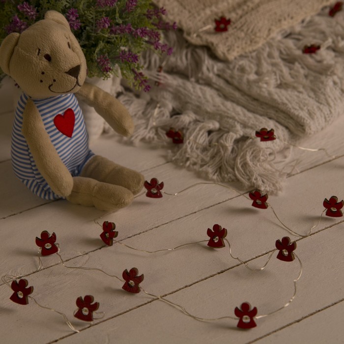 НИТЬ, 2 м, "Роса", с насад, "Ангел красный", LED-20-3V, 2*АА (не в компл), фиксинг, Т/БЕЛЫЙ