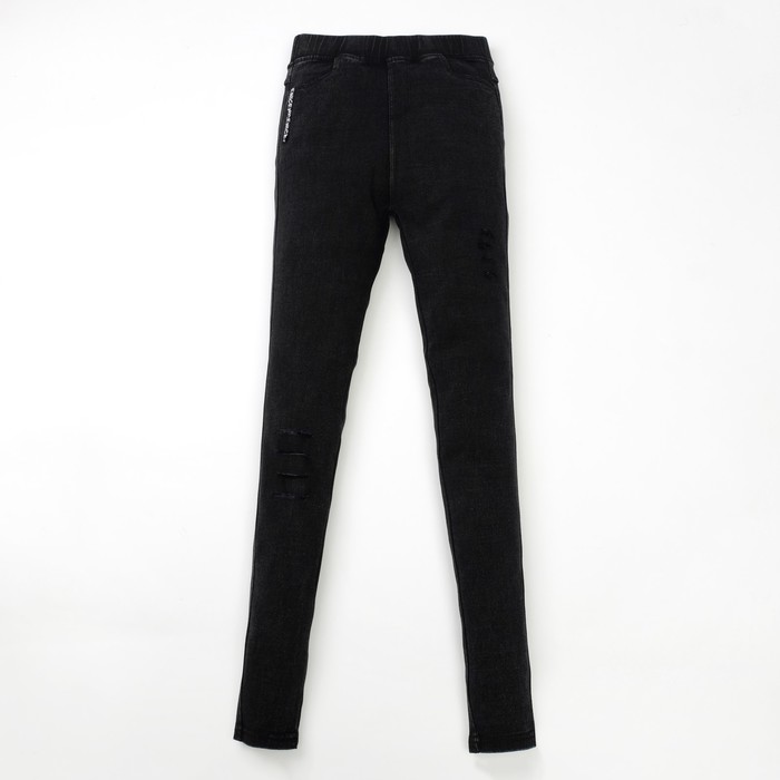 Джегинсы для девочки рваные на колене HZ-12, черный, рост 140