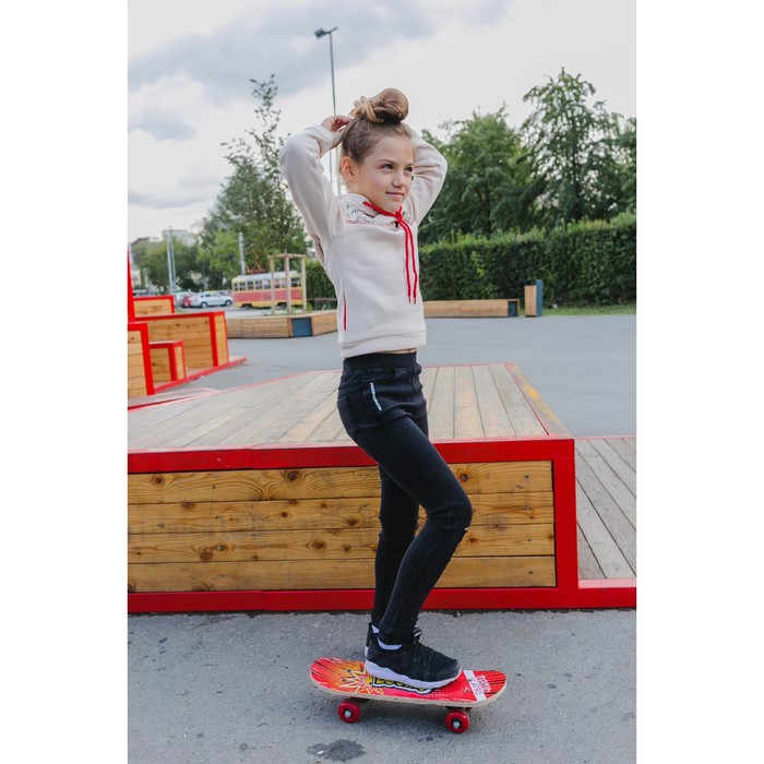 Джегинсы для девочки рваные на колене HZ-12, черный, рост 158