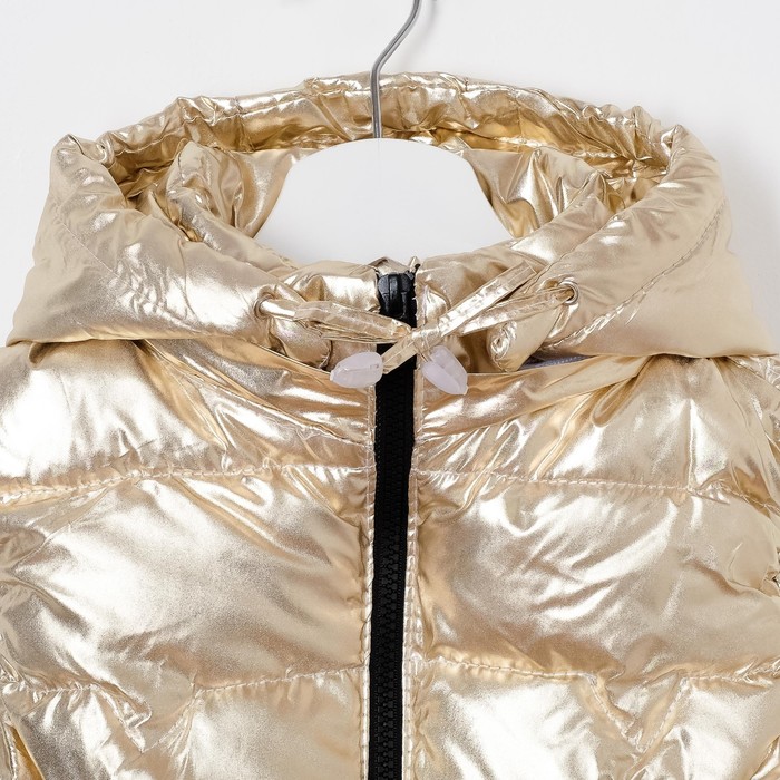 Жилет для девочки с капюшоном Т-11, белое золото, рост 110-116 (28)