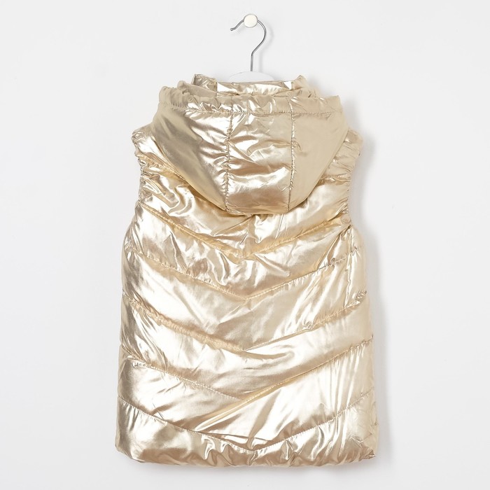 Жилет для девочки с капюшоном Т-11, белое золото, рост 110-116 (28)