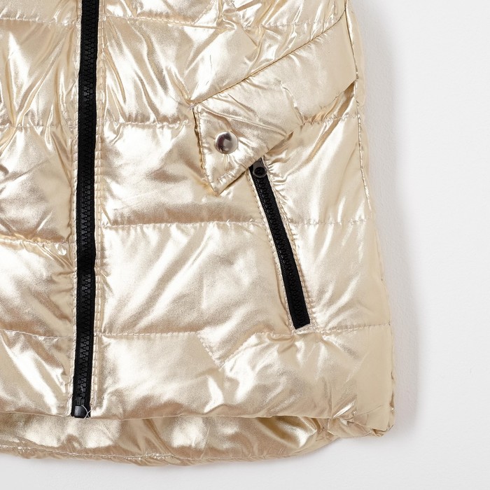 Жилет для девочки с капюшоном Т-11, белое золото, рост 122-128 (32)