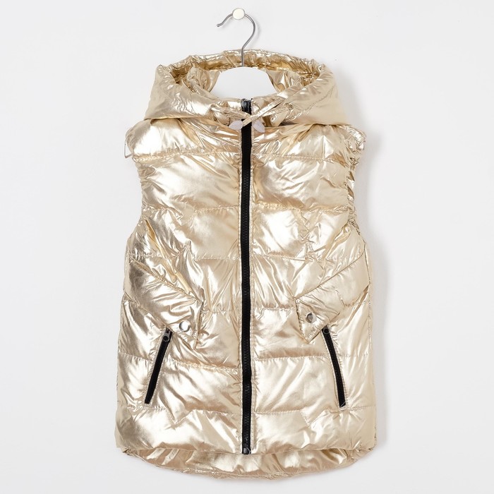Жилет для девочки с капюшоном Т-11, белое золото, рост 128-134 (34)