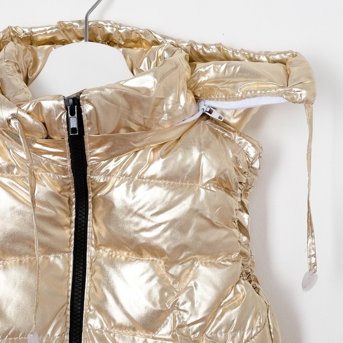 Жилет для девочки с капюшоном Т-11, белое золото, рост 134-140 (36)