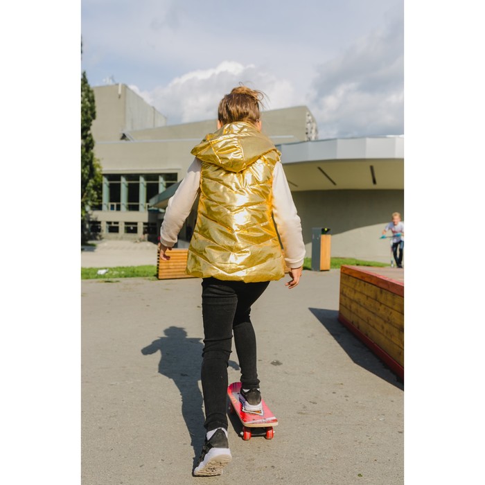 Жилет для девочки с капюшоном, без клапанов Т-12, желтое золото, рост 140-146 (38)
