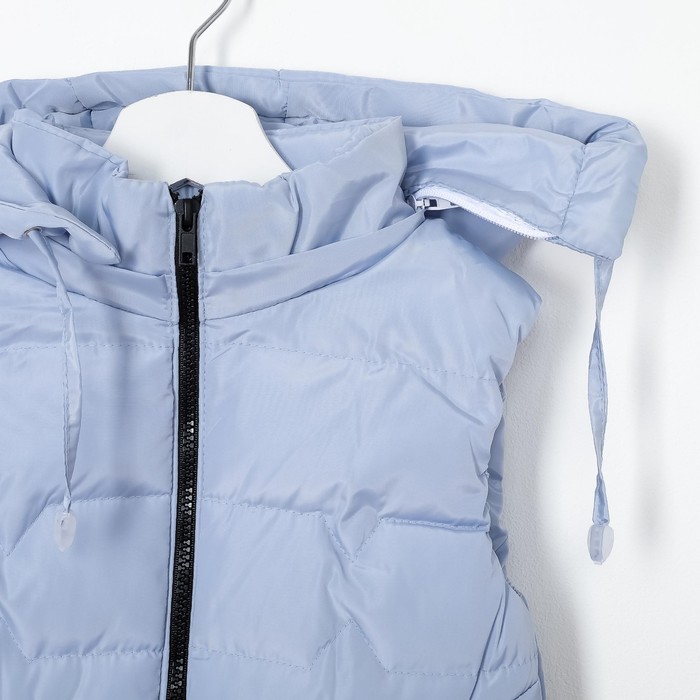 Жилет для девочки с капюшоном, св-голубой, рост 122-128 (32)