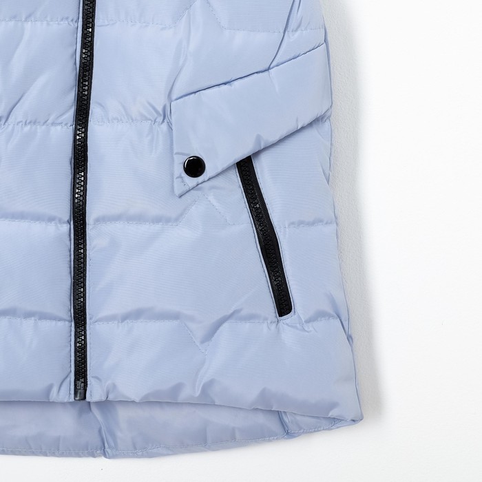 Жилет для девочки с капюшоном, св-голубой, рост 128-134 (34)