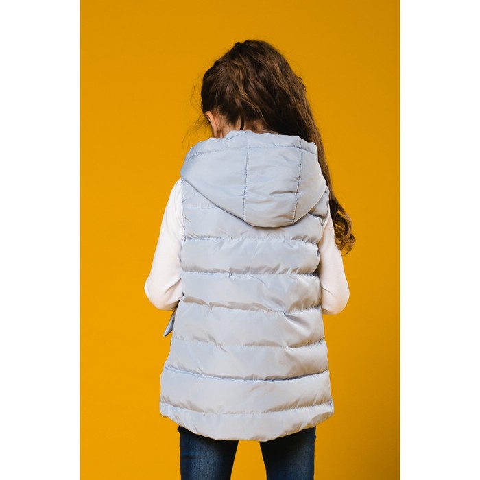 Жилет для девочки с капюшоном, св-голубой, рост 128-134 (34)