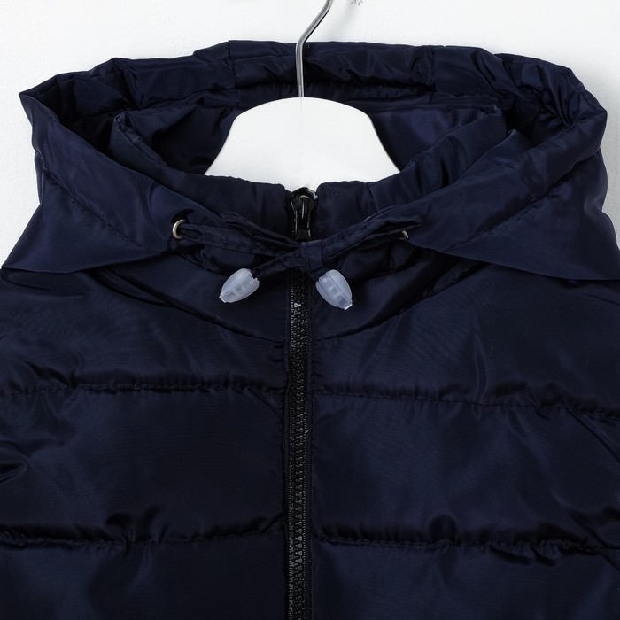 Жилет для девочки с капюшоном, т-синий, рост 134-140 (36)