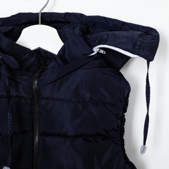 Жилет для девочки с капюшоном, т-синий, рост 140-146 (38)