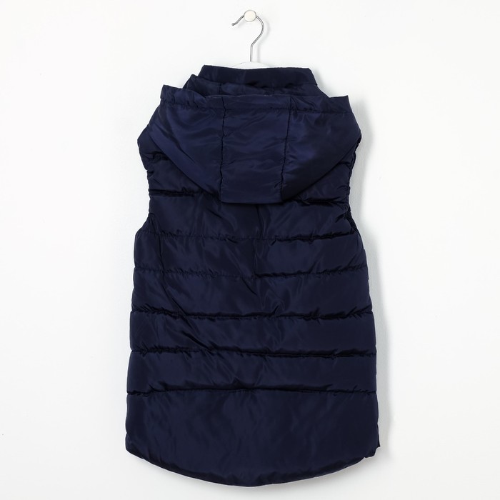 Жилет для девочки с капюшоном, т-синий, рост 146-152 (40)