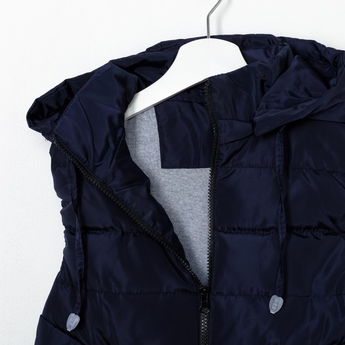 Жилет для девочки с капюшоном, т-синий, рост 152-158 (42)