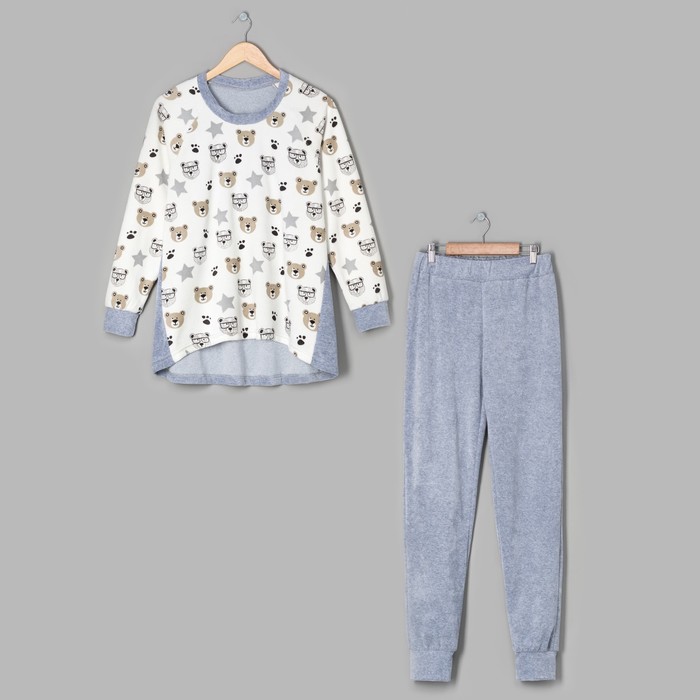 Комплект женский (джемпер, брюки) "Мишки" КВ237 цвет серый, р-р 48