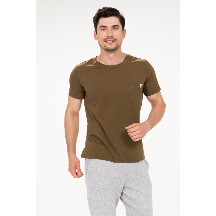 Комплект (футболка, шорты) мужской AW18-BGUZ-589 цвет хаки/светло-серый меланж, р-р 58-60