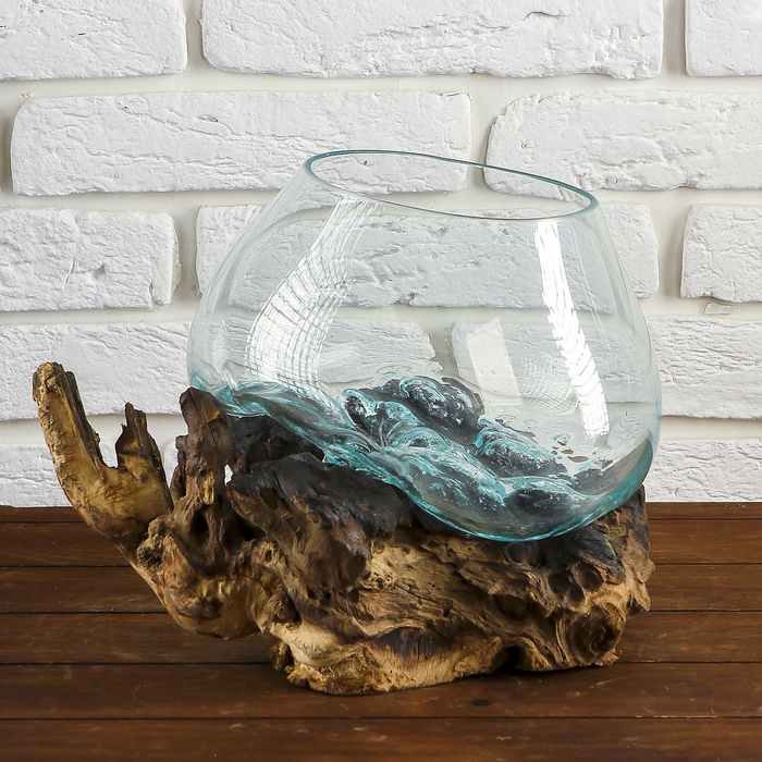 Вазон стекло на дереве "Изобилие" 45х25х25 см