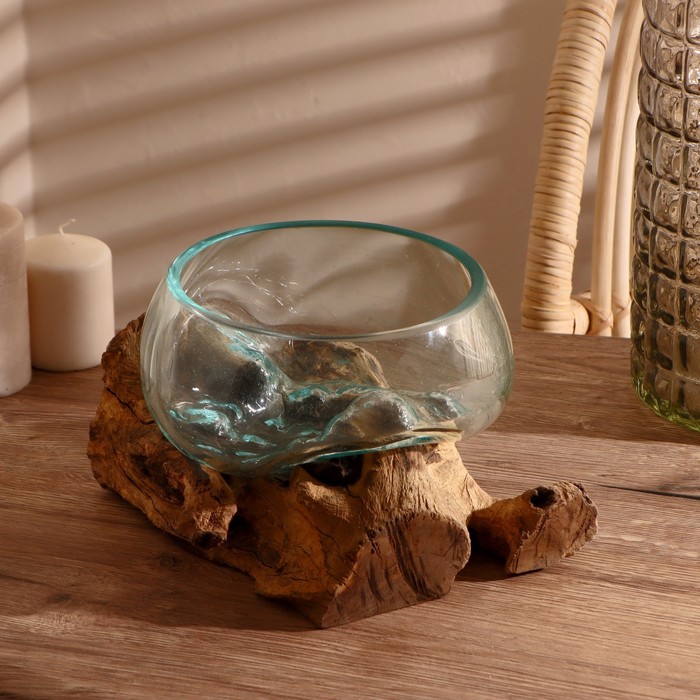 Вазон стекло на дереве "Забота" 20х30х25 см