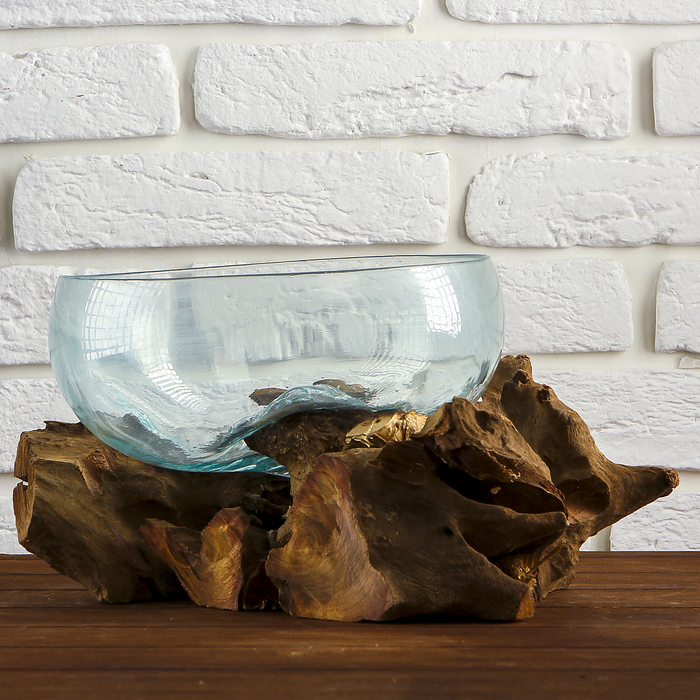 Вазон стекло на дереве "Забота" 20х30х25 см