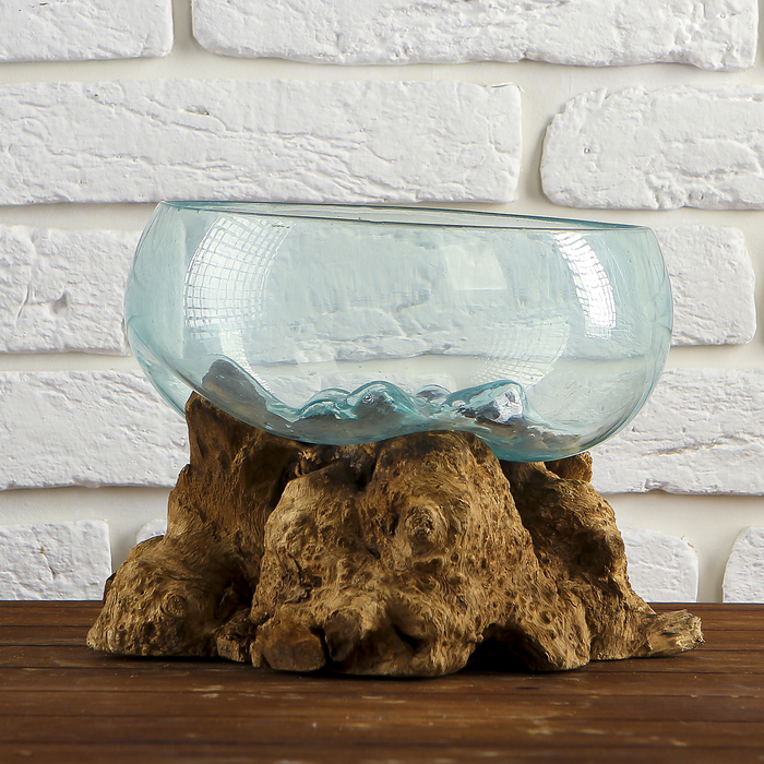 Вазон стекло на дереве "Забота" 20х30х25 см