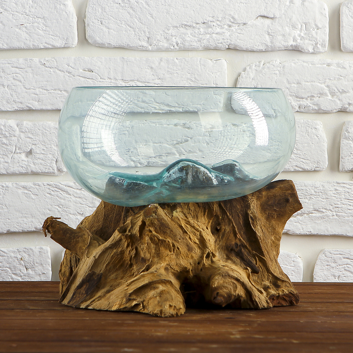 Вазон стекло на дереве "Забота" 20х30х25 см