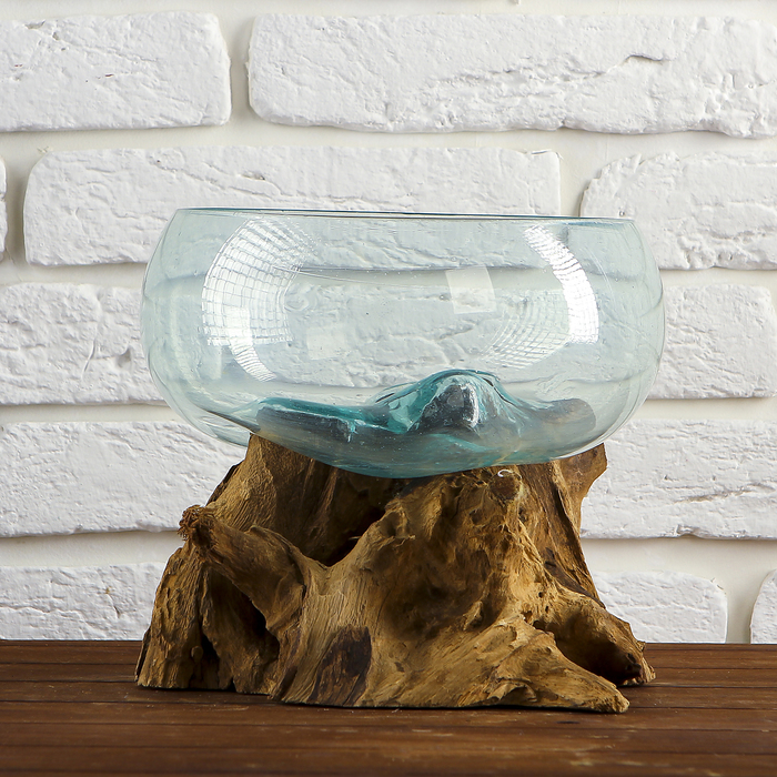 Вазон стекло на дереве "Забота" 20х30х25 см