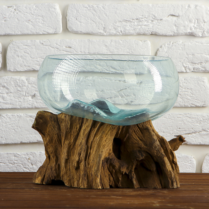 Вазон стекло на дереве "Забота" 20х30х25 см
