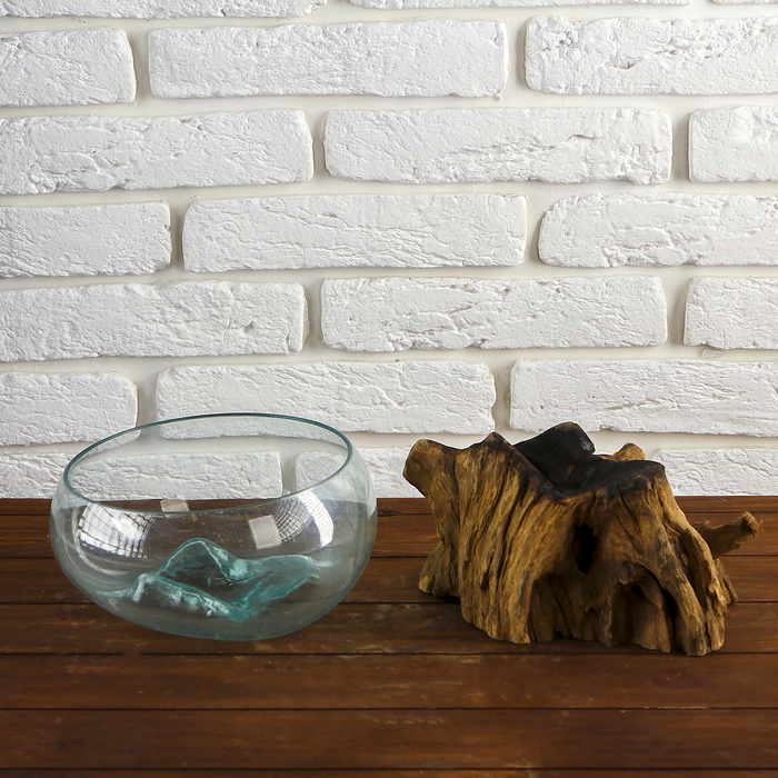 Вазон стекло на дереве "Забота" 20х30х25 см