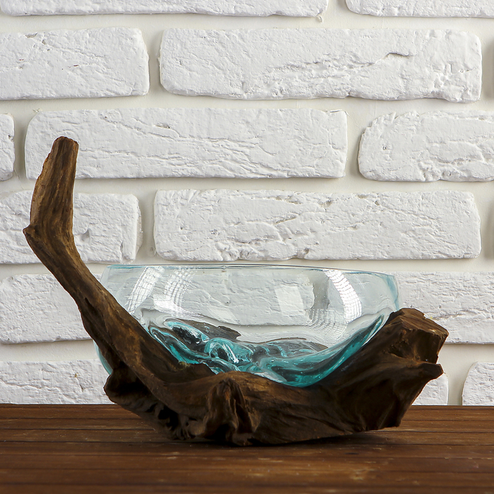 Вазон стекло на дереве "Забота" 20х30х25 см