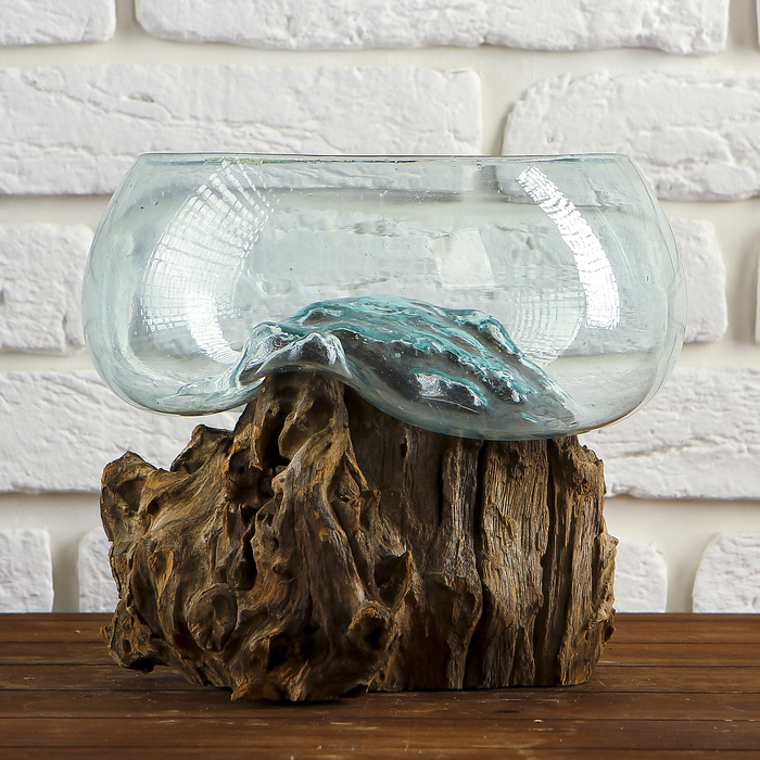 Вазон стекло на дереве "Забота" 20х30х25 см