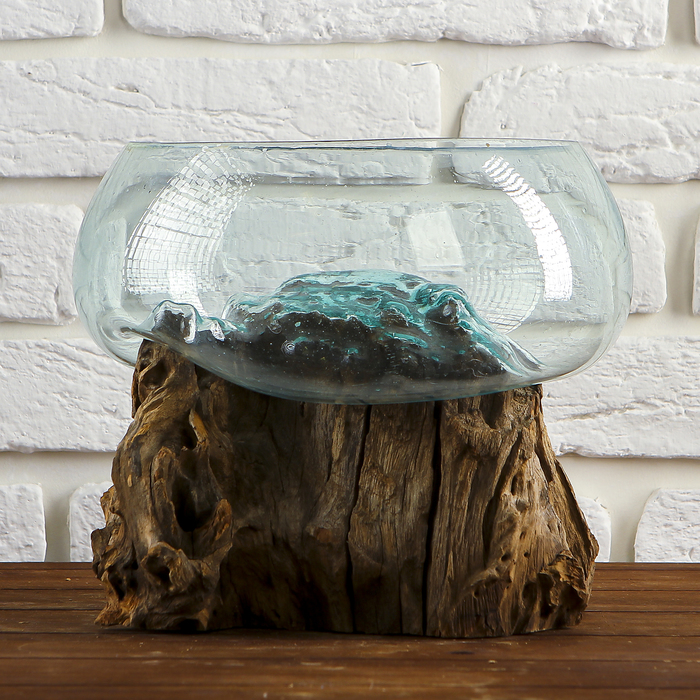 Вазон стекло на дереве "Забота" 20х30х25 см