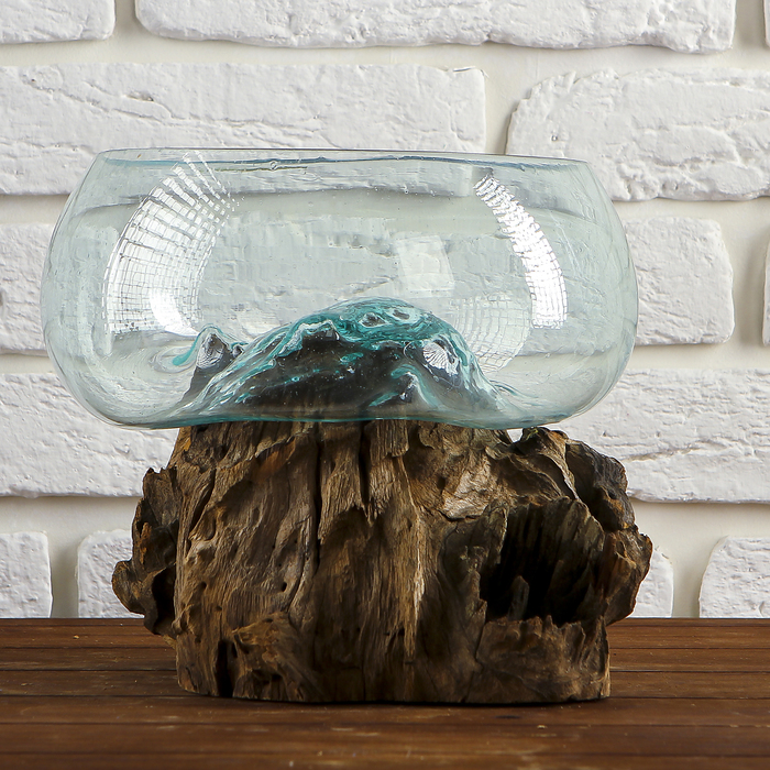 Вазон стекло на дереве "Забота" 20х30х25 см