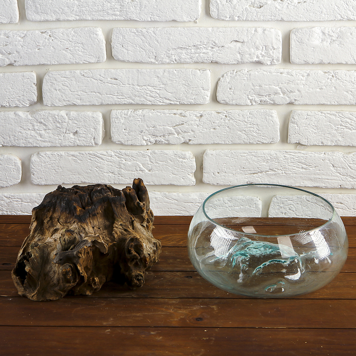Вазон стекло на дереве "Забота" 20х30х25 см