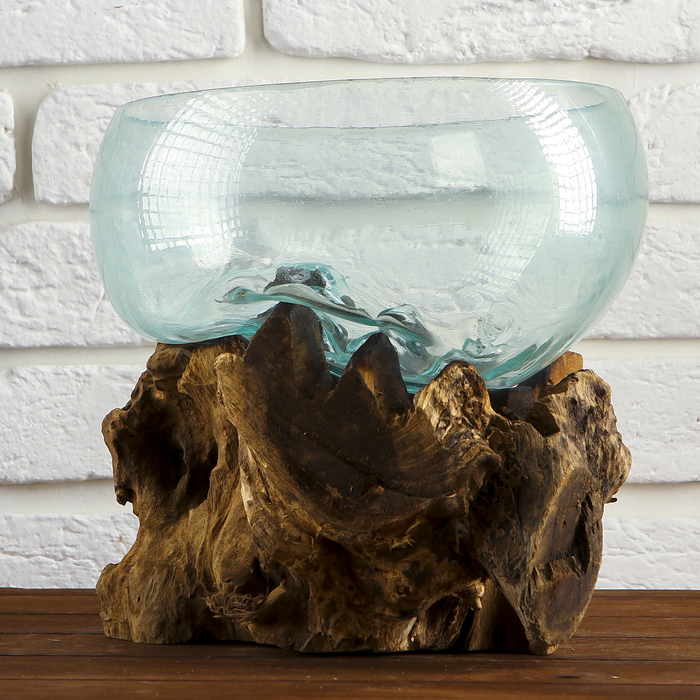 Вазон стекло на дереве "Забота" 20х30х25 см