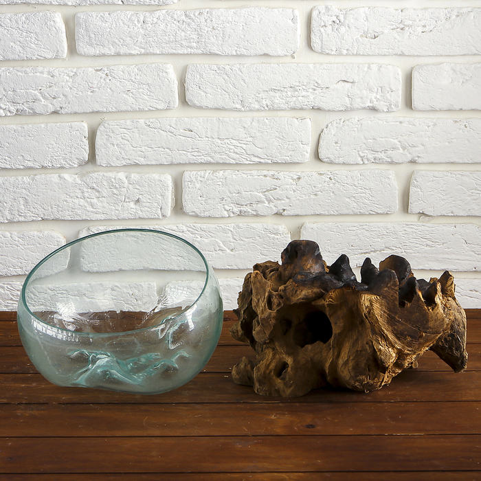 Вазон стекло на дереве "Забота" 20х30х25 см