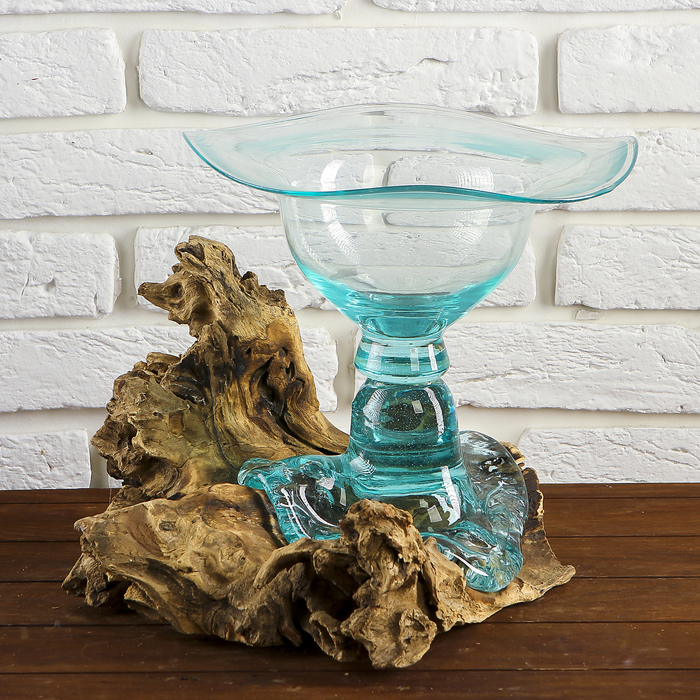 Вазон стекло на дереве "Флора" 30х30х30 см