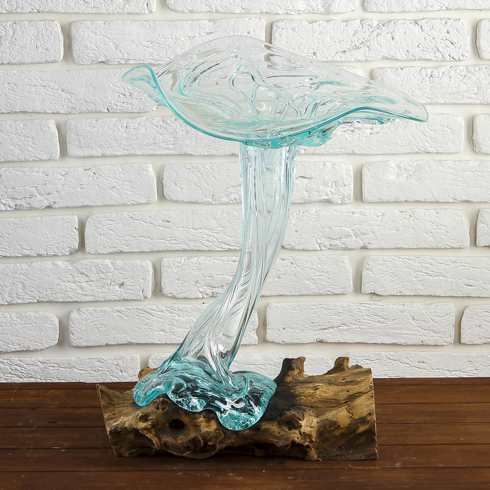 Вазон стекло на дереве "Прелесть" 38х30х25 см