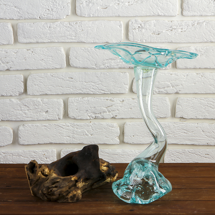 Вазон стекло на дереве "Лист" 55х40х30 см