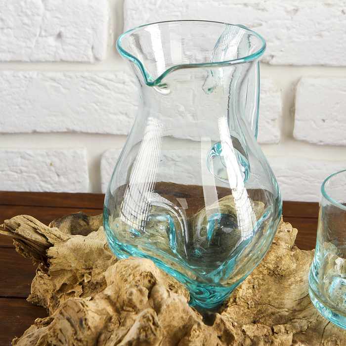 Вазон стекло на дереве "Графин и кружка" 28х25х20 см