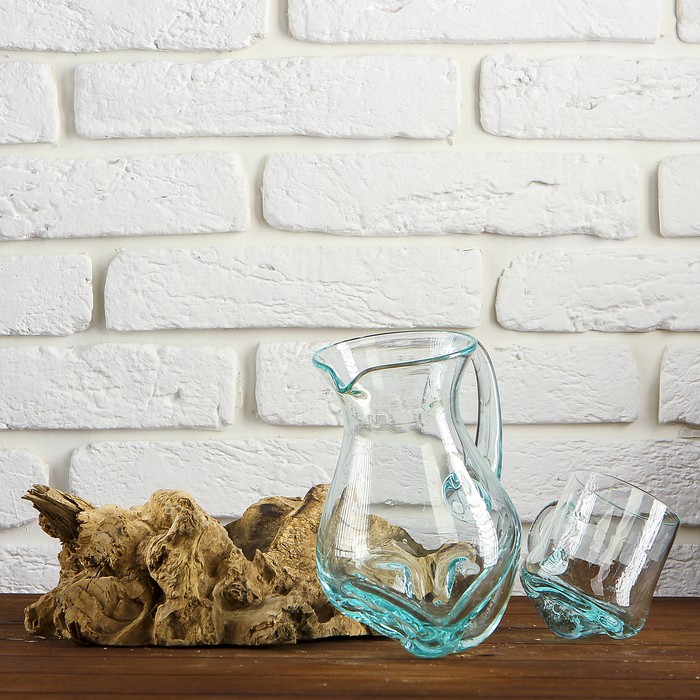 Вазон стекло на дереве "Графин и кружка" 28х25х20 см