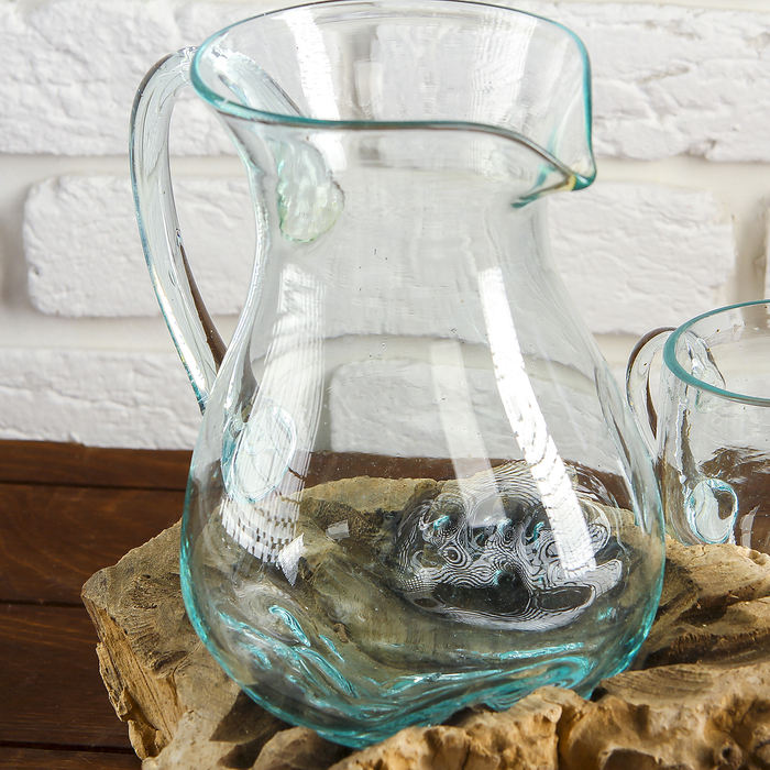 Вазон стекло на дереве "Графин и кружка" 28х25х20 см