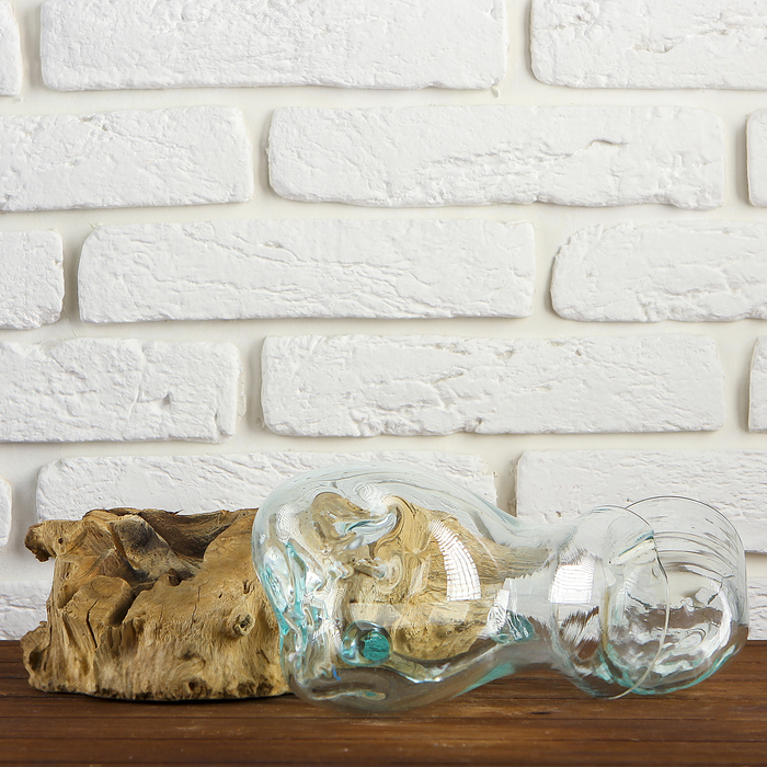 Вазон стекло на дереве "Графин и кружка" 28х25х20 см