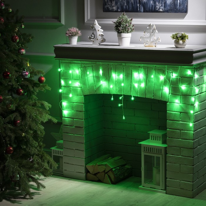 

Гирлянда «Бахрома» 1.8 × 0.5 м, IP20, прозрачная нить, 48 LED, свечение зелёное, 8 режимов, 220 В