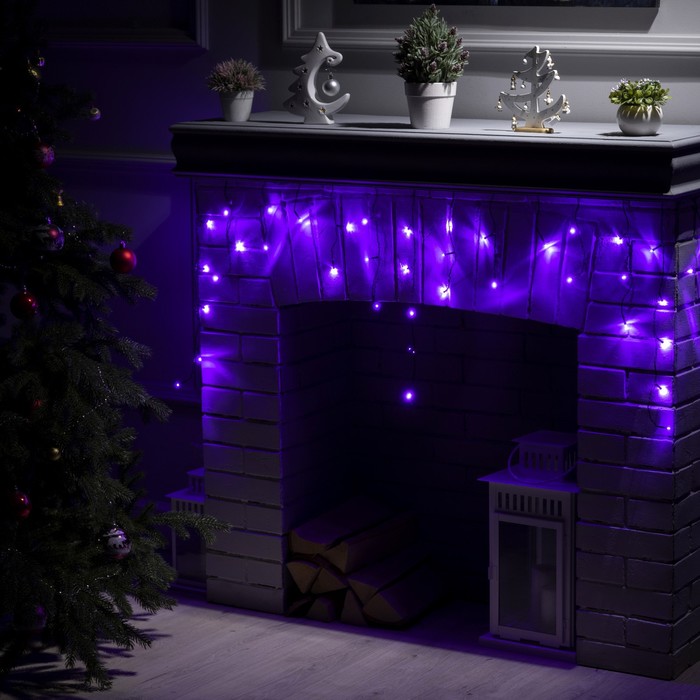 

Гирлянда «Бахрома» 1.8 × 0.5 м, IP20, тёмная нить, 48 LED, свечение фиолетовое, 8 режимов, 220 В