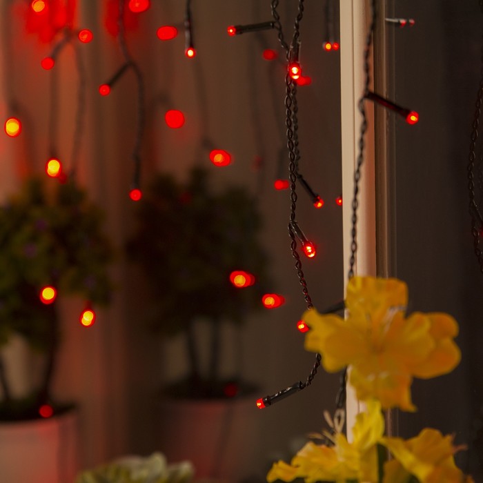 БАХРОМА, Ш:3 м, В:0.5 м, Н.Т. LED-80-220V, 8 режимов, КРАСНЫЙ