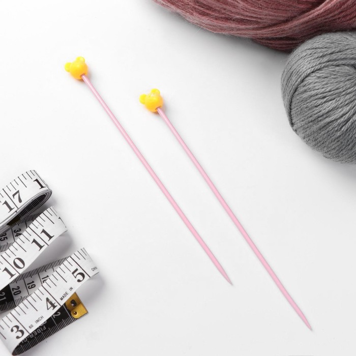 Спицы для вязания "Мышки", детские, прямые, 20см, d=3,5мм, 2шт