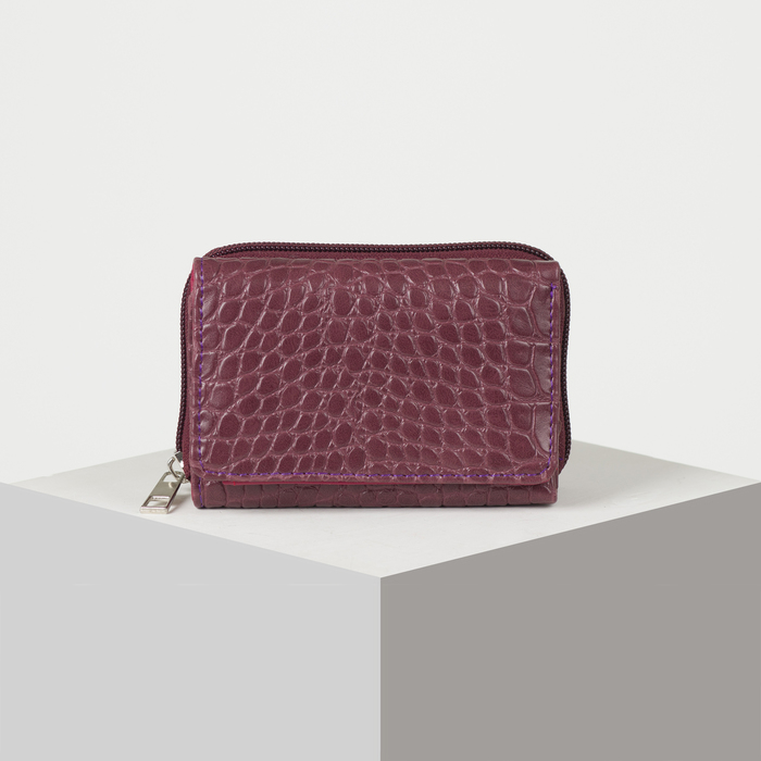 Кошелёк женский, 2 отдела на молнии, 2 отдела, для карт, на клапане, цвет бордовый
