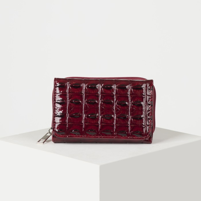 Кошелёк женский, 2 отдела на молнии, 2 отдела, для карт, на клапане, цвет бордовый