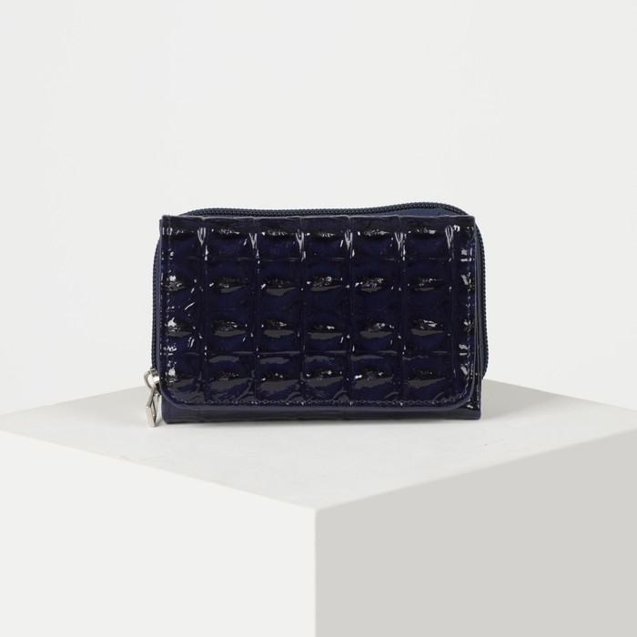 Кошелёк женский, 2 отдела на молнии, 2 отдела, для карт, на клапане, цвет тёмно-синий
