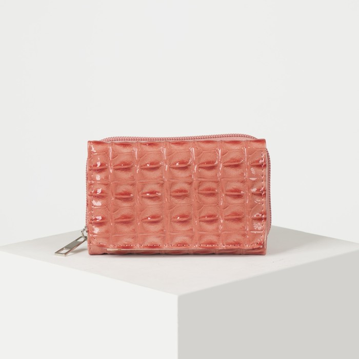 Кошелёк женский, 2 отдела на молнии, 2 отдела, для карт, на клапане, цвет пудровый