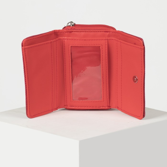 Кошелёк женский, 2 отдела на молнии, 2 отдела, для карт, на клапане, цвет красный